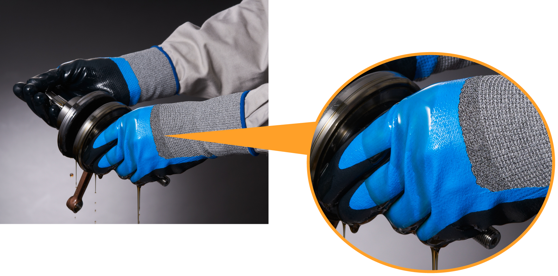 Nitril 8/L SHOWA S-TEX 376 Nitrilschaum Schnittschutz Beschichtung Graue / blaue Beschichtung und schwarze Handfläche 
