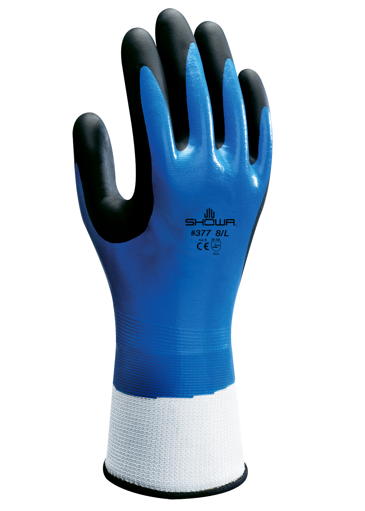 Double dipped, full coated, with an extra foamed nitrile finish on palm.Liquid-proof to end of coated area.High abrasion resistance-EN 388 Level4
