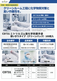 CD731 ニトリルゴム製化学防護手袋 使いきりタイプ（クリーンパック）100枚入