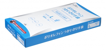 パッケージ画像 (ポリオレフィンつかいきり手袋 100枚入L)